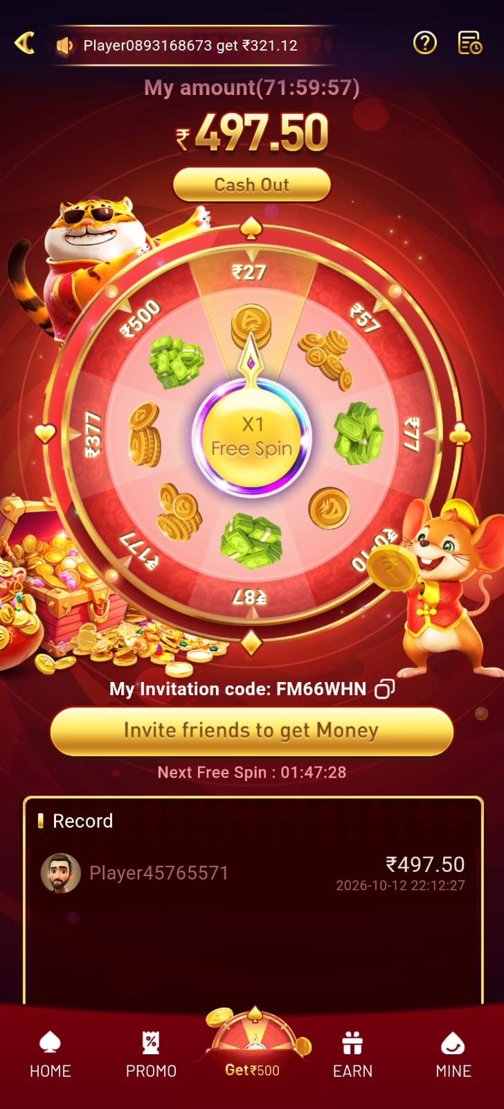 HA7 Game lucky spin wheel promotion offering daily cash rewards and free spins