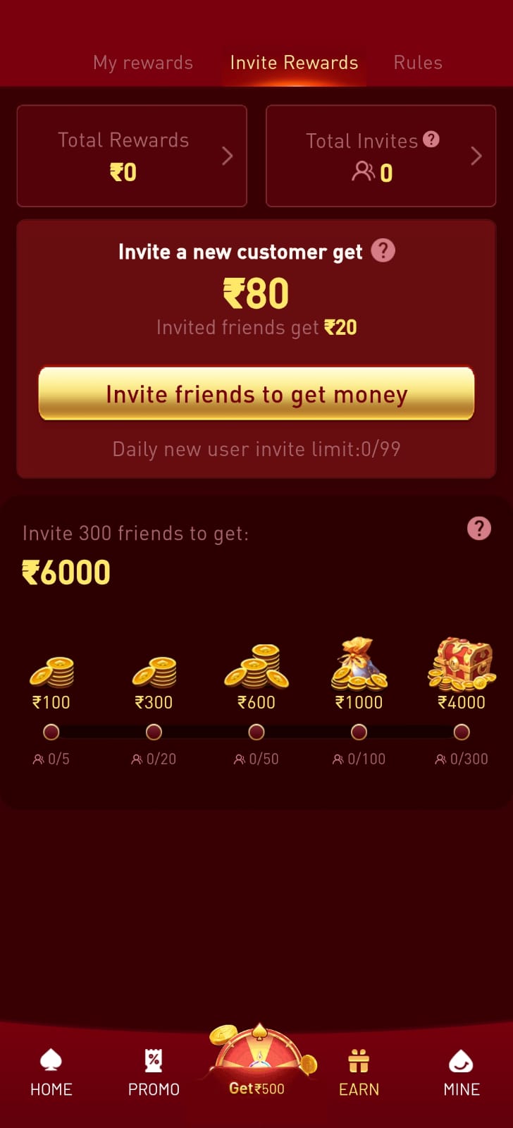 HA7 Game referral program interface showing invite rewards and agent cash bonus tiers
